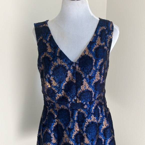 J. Crew Peacock Jacquard Fit and Flare Party Dress - Picture 2 of 11